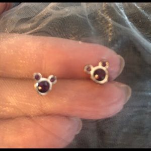 Birth stone Amethyst Mickey earrings